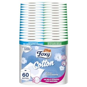 Foxy Cotton, Carta Igienica 5 Veli, 60 Rotoli