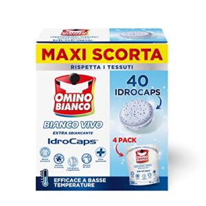 Omino Bianco, Additivo Lavatrice, Bianco Vivo, 4 x 10 Idrocaps